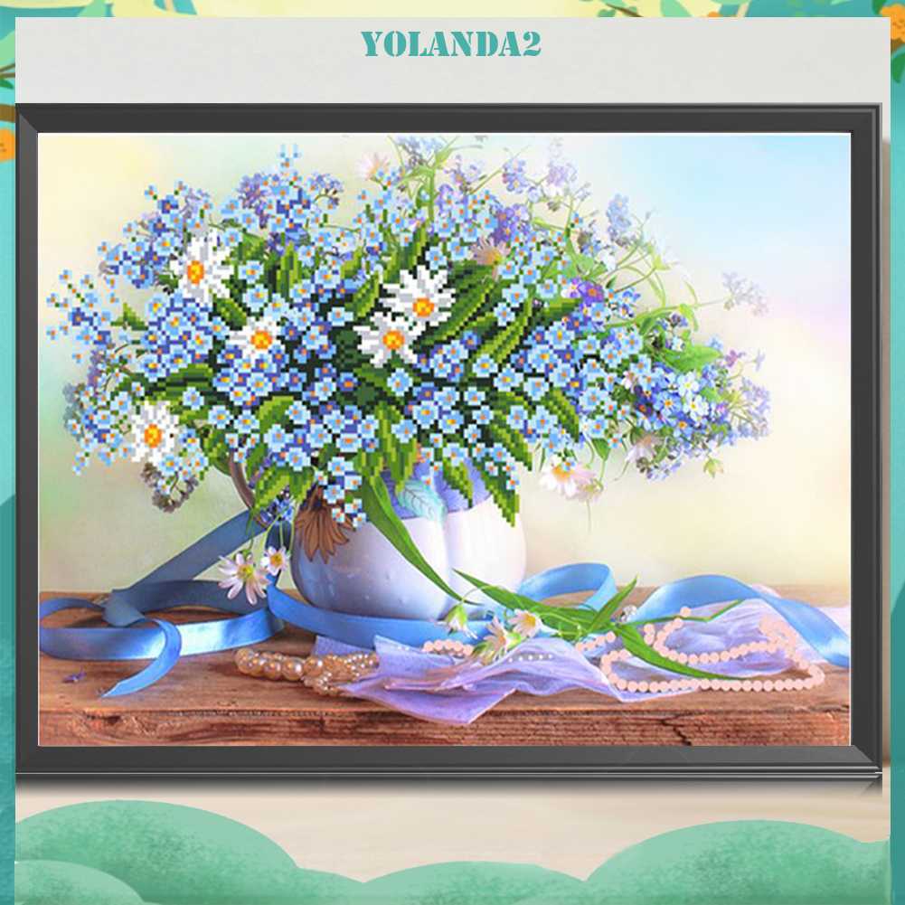 Tranh Đính Đá Kim Cương Toàn Bộ 5D DIY Hình Vẽ Hoa Trang Trí Nhà Cửa