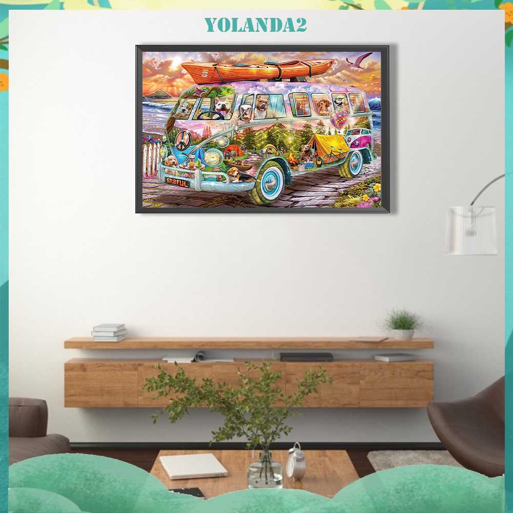 Tranh Đính Đá Kim Cương Toàn Bộ 5D DIY Hình Vẽ Xe Buýt