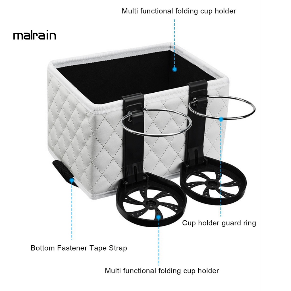 Hộp Đựng Cốc / Điện Thoại / Khăn Giấy Gắn Chỗ Tỳ Tay Trên Xe Hơi Bằng Chất Liệu Giả Da Có Thể Gấp Gọn