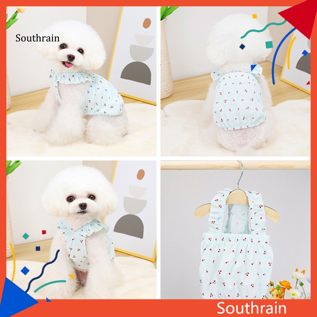 Đầm Không Tay In Họa Tiết Cherry Xinh Xắn Thời Trang Mùa Xuân Cho Cún Cưng