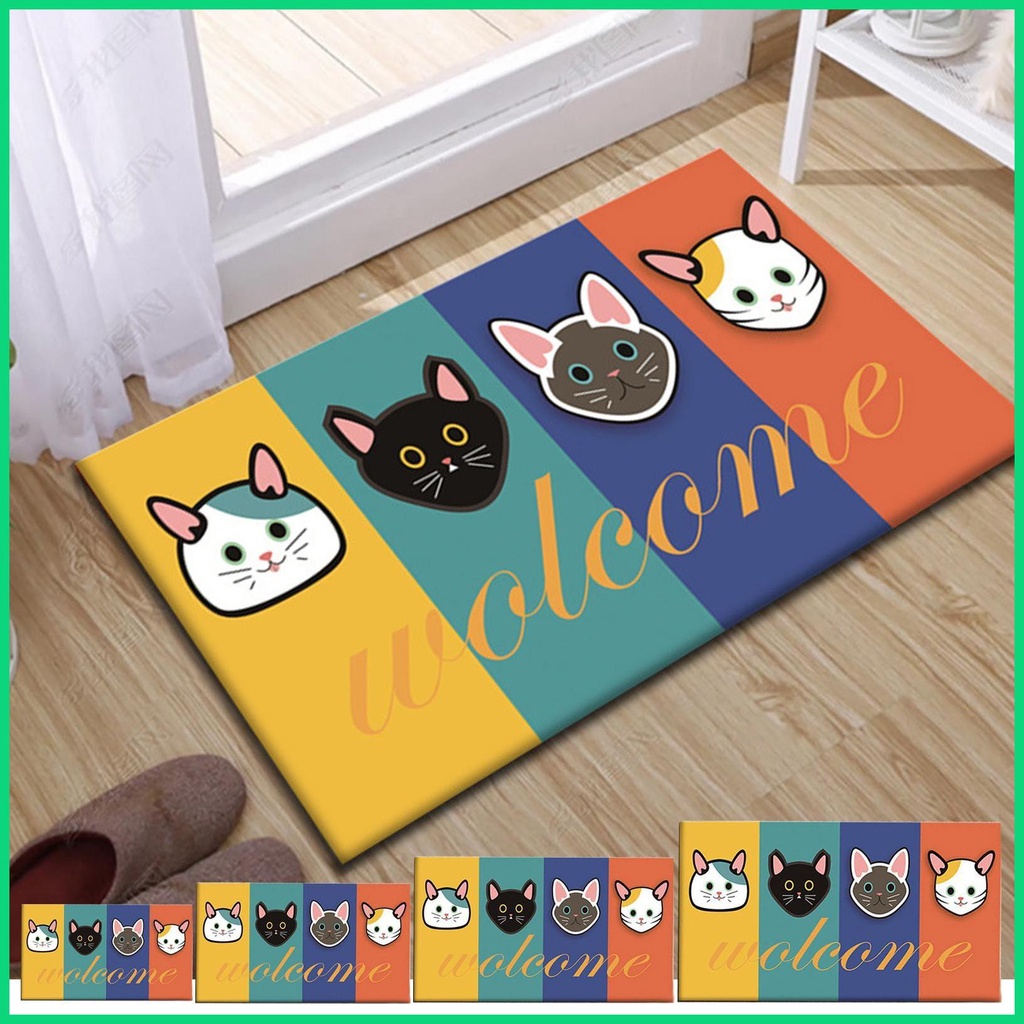 Thảm Chùi Chân Siêu Mềm Chống Trượt Thấm Hút Nước Hình Mèo Hoạt Hình Dành Cho Phòng Tắm
