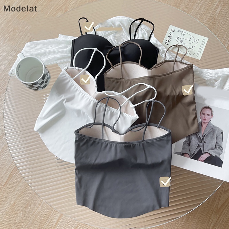 Mfc Áo Hai Dây Mỏng Mùa Hè Có Đệm Ngực Màu Trơn Gợi Cảm Cho Nữ WTD