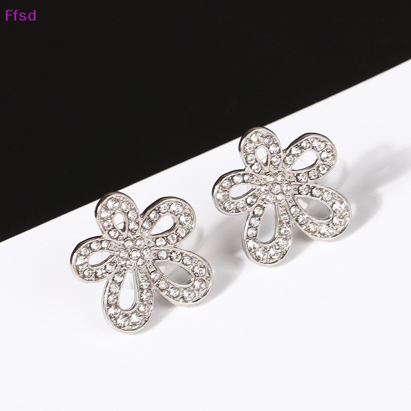 1 Đôi Bông Tai Bạc Hình Hoa Hướng Dương Đính Đá Thời Trang Dành Cho Nữ