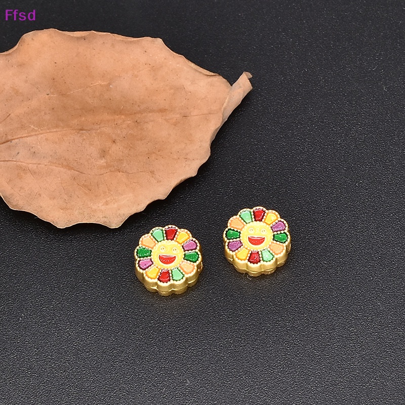 {Ffsd} Set 2 Móc Khóa / Vòng cổ / Túi Xách Tráng Men Dầu Hoa Hướng Dương DIY