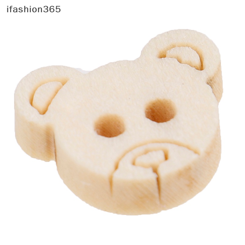 Set 20 Nút Gỗ 2 Lỗ Hình Gấu Bông 13x11mm ifashion365