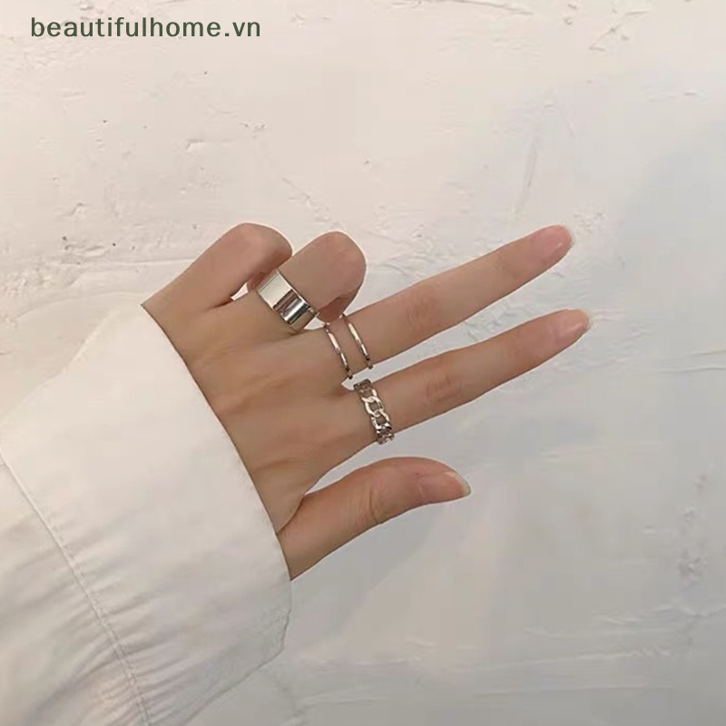 Bộ 3 Nhẫn Bạc Phong Cách Hip Hop Màu Sắc Tùy Chỉnh Thời Trang Dành Cho Nam Và Nữ