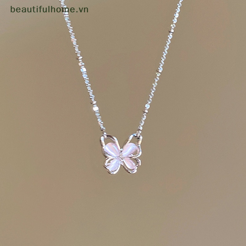[Đẹp Mắt] Vòng cổ Bạc Mặt Hình Bướm Đính Đá Pha Lê Lấp Lánh Tinh Tế Cho Nữ Làm Quà Tặng Đám Cưới [beauty]