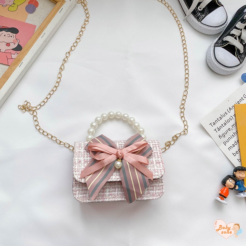Hàng Mới Về Mới Túi Đeo Chéo Dây Chuỗi Ngọc Trai Thời Trang Dành Cho Bé Gái