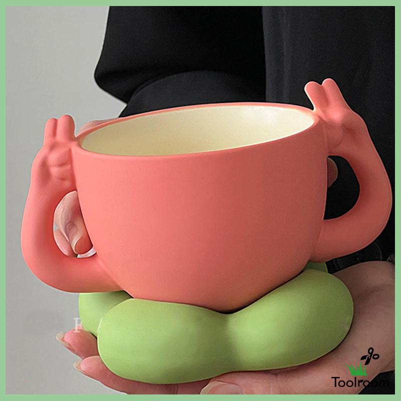 Cốc Sứ Uống Trà Sữa / Cà Phê / Nước Ép Thiết Kế Độc Đáo Tiện Dụng Cho Gia Đ