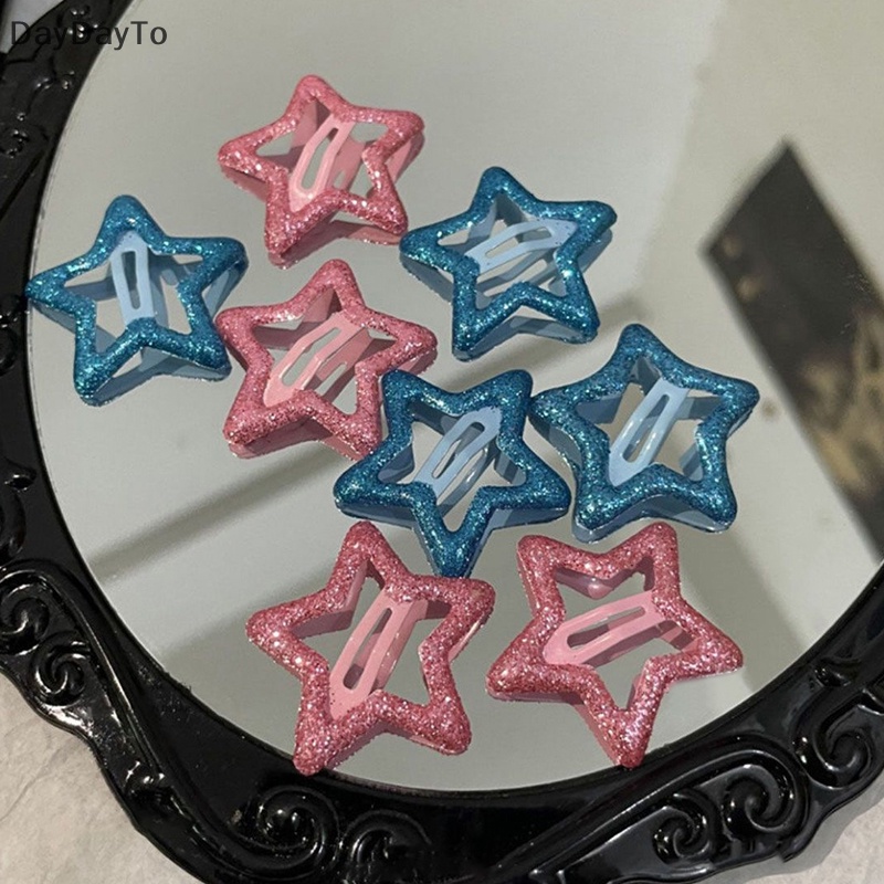 1 Cặp Kẹp Tóc Hình Ngôi Sao Năm Cánh Đính Sequin Lấp Lánh Màu Hồng / Hồng Dễ Thương Phong Cách Harajuku Ngọt Ngào Cho Nữ