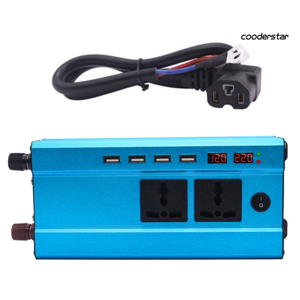 Bộ Sạc Chuyển Đổi Nguồn Điện Màn Hình Kỹ Thuật Số 1200W Với 4 Cổng USB Cho Xe Hơi