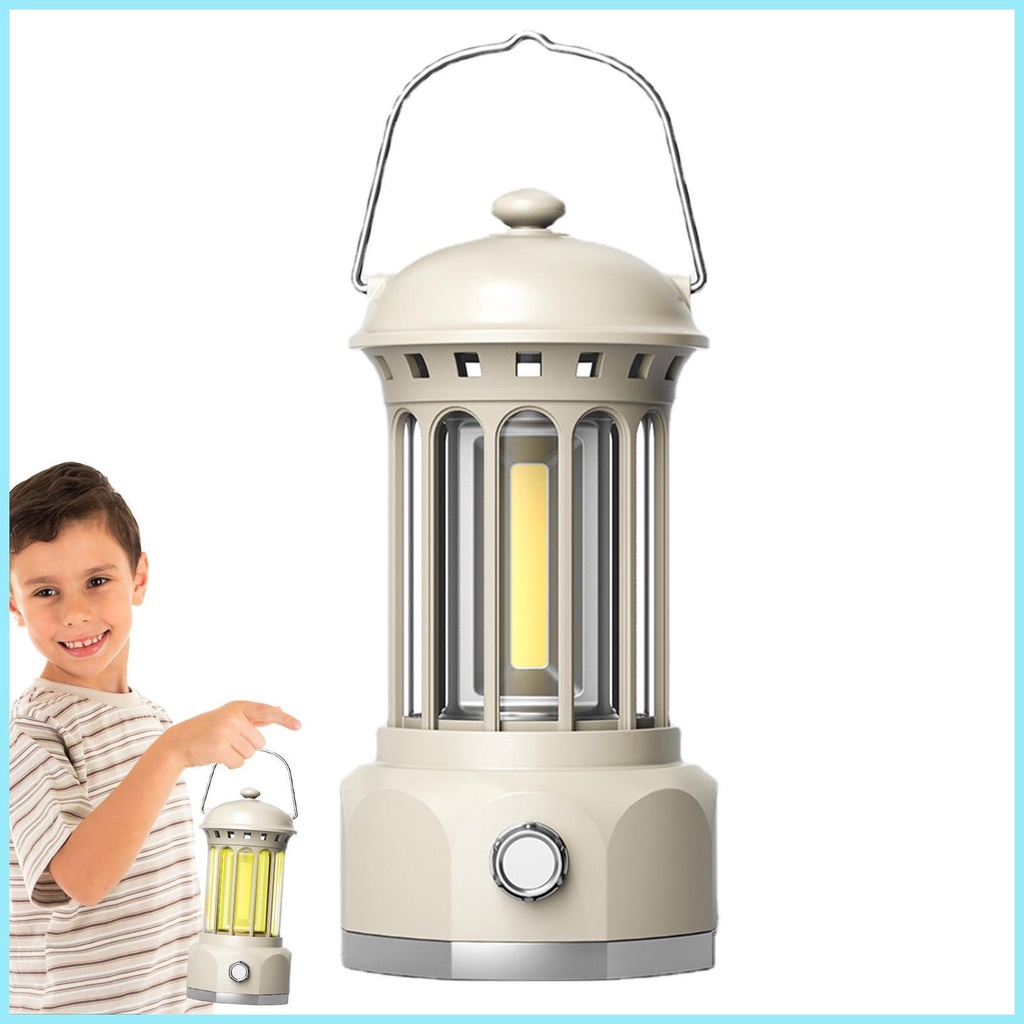 Đèn LED Cắm Trại Bằng Kim Loại Có Thể Sạc Lại Phong Cách Retro