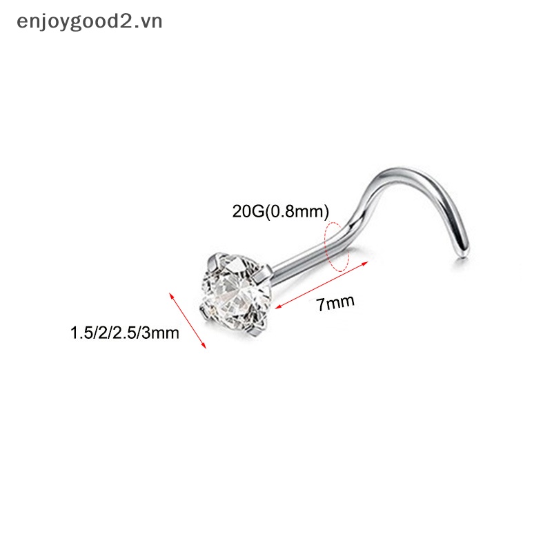 1 Khuyên Mũi Bằng Thép Không Gỉ Đính Pha Lê Thời Trang