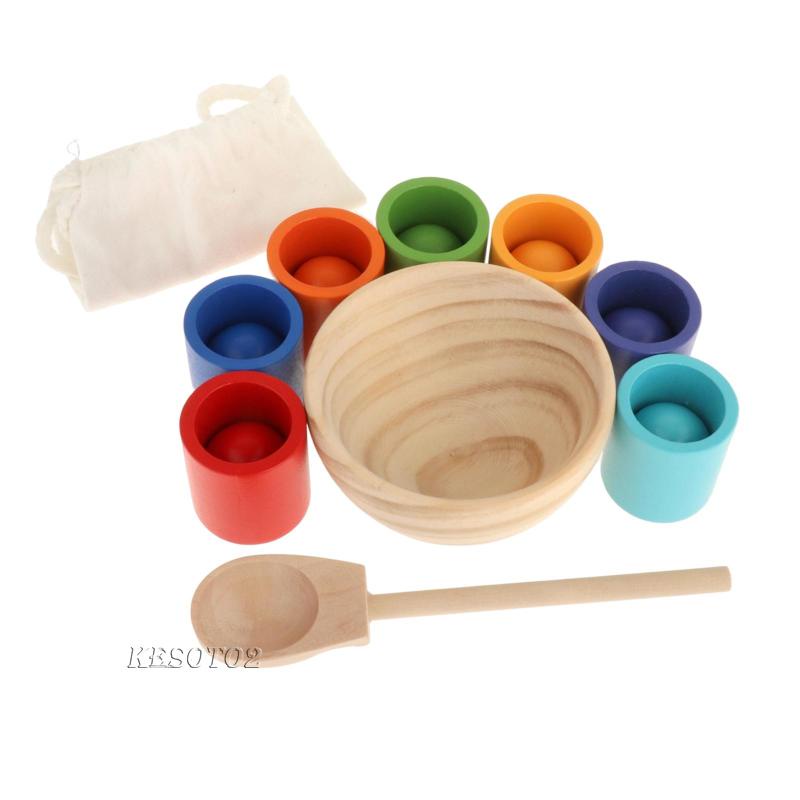 [Kesoto2] Đồ Chơi Xỏ Hạt Kẹp Màu Cầu Vồng Rèn Luyện Trí Nhớ Theo Phương Pháp Montessori