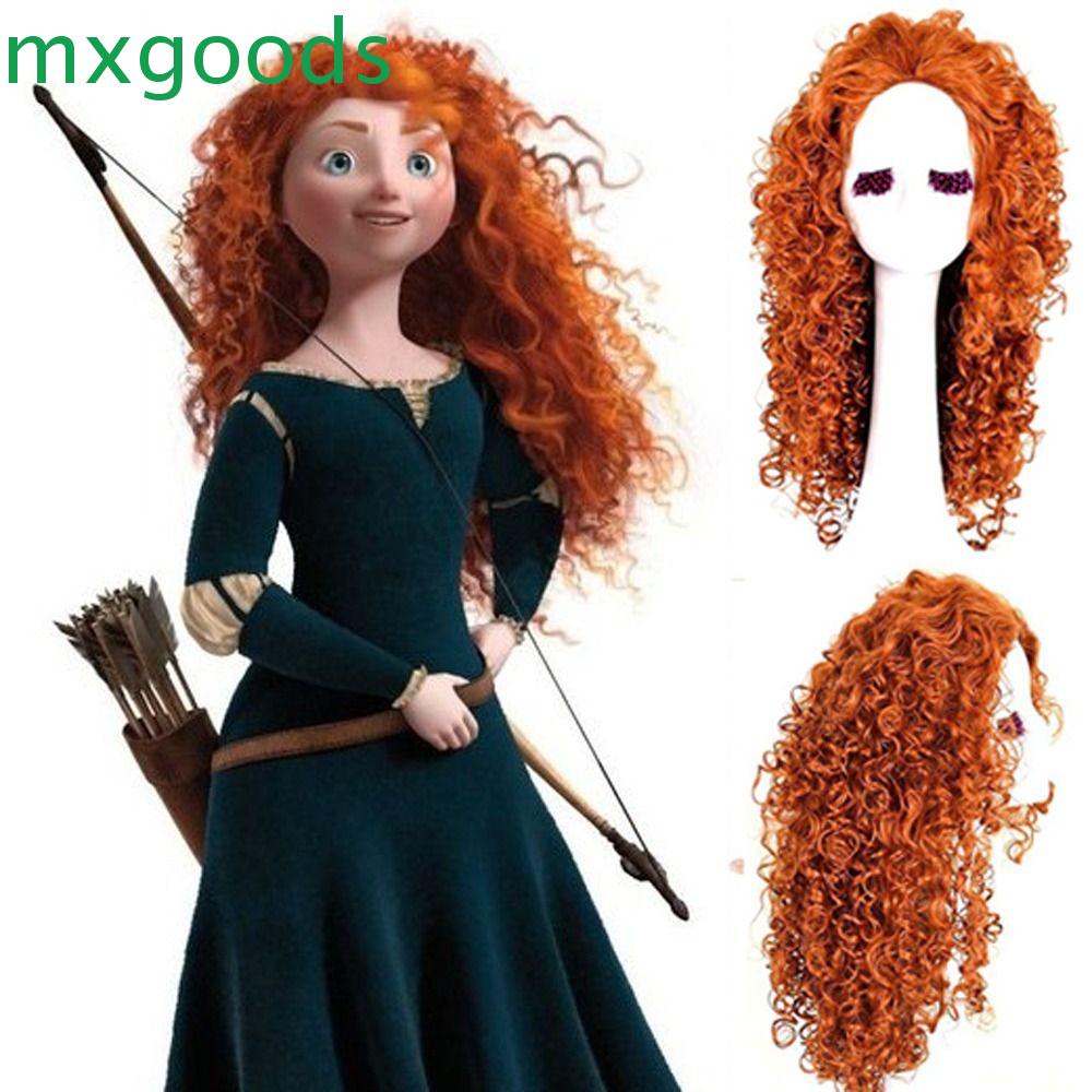 Tóc Giả Merida Bằng Sợi Tổng Hợp Tự Nhiên Chịu Nhiệt Độ Cao Màu Cam Dễ Thương