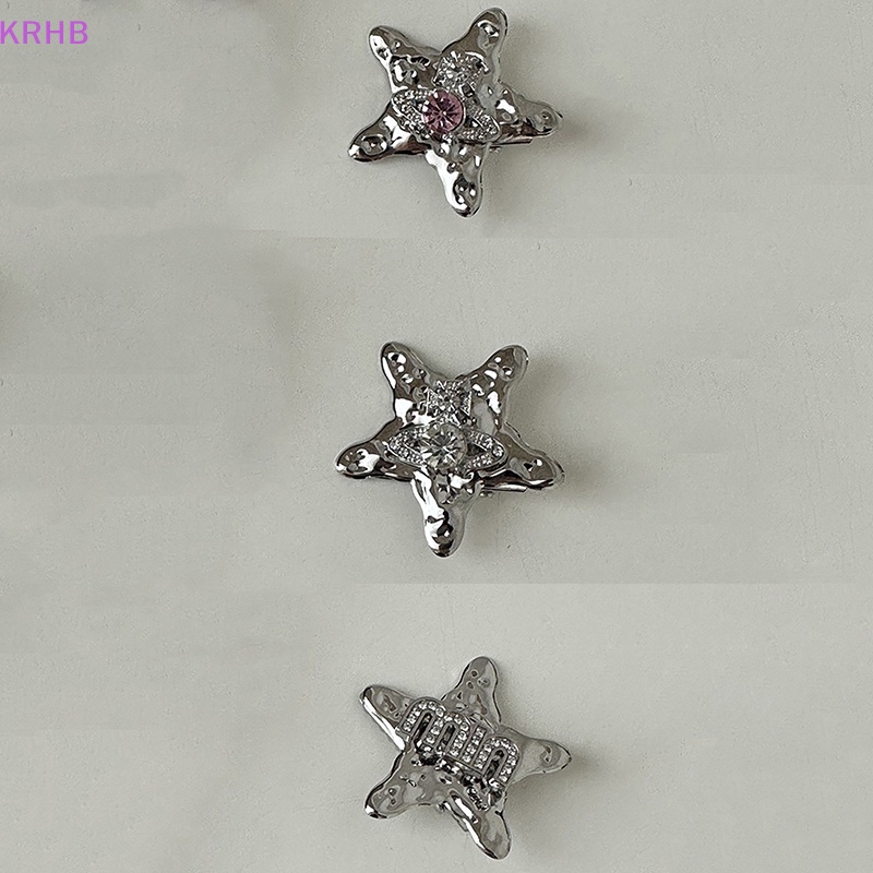 Kẹp Tóc Hình Ngôi Sao Năm Cánh Bằng Hợp Kim Đính Đá Mini Màu Bạc Dễ Thương Mới