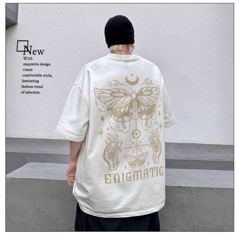 Áo Thun Tay Ngắn In Hình Bướm Phong Cách Đường Phố Cho Nam