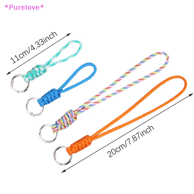 Móc Khóa Dây Thừng Bện Ngắn Màu Sắc Chất Lượng Cao Chống Mất Tích Hợp Móc Khóa Xe Hơi Mới