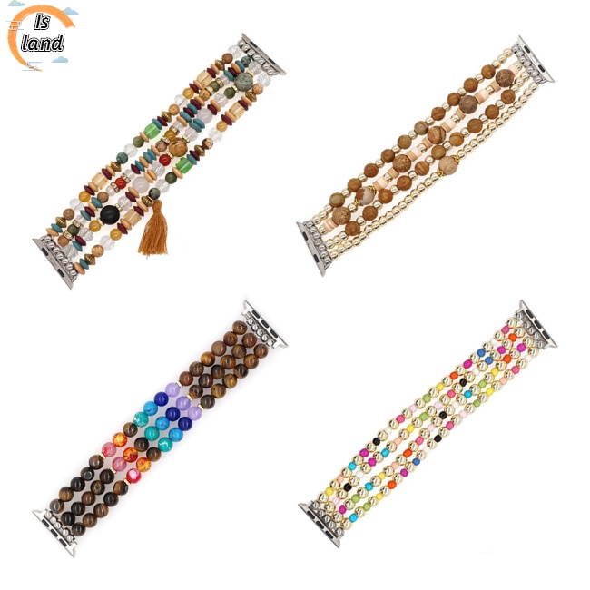 Dây Đeo Chuỗi Hạt 8mm Thay Thế Cho Đồng Hồ Iwatch 42 / 44mm