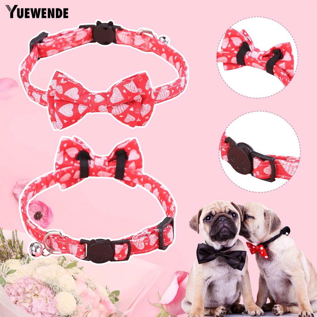 Yq.e Vòng Cổ Thắt Nơ In Họa Tiết Trái Tim Có Thể Điều Chỉnh Trang Trí Ngày Valentines Dành Cho Thú Cưng