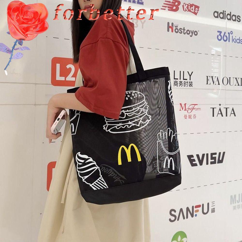 Túi Lưới Đựng Mỹ Phẩm / Đồ Mua Sắm Bằng Nylon In Chữ Đơn Giản Dễ Thương Thân Thiện Với Môi Trường Cho Bé Gái