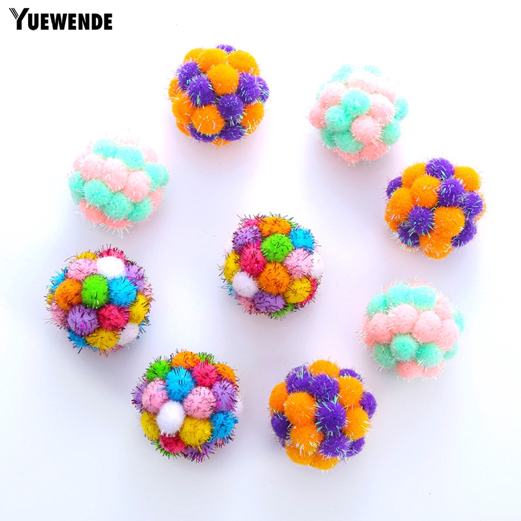 Quả Bóng Lông Xù Nhiều Màu Có Chuông Đồ Chơi Cho Mèo Cưng