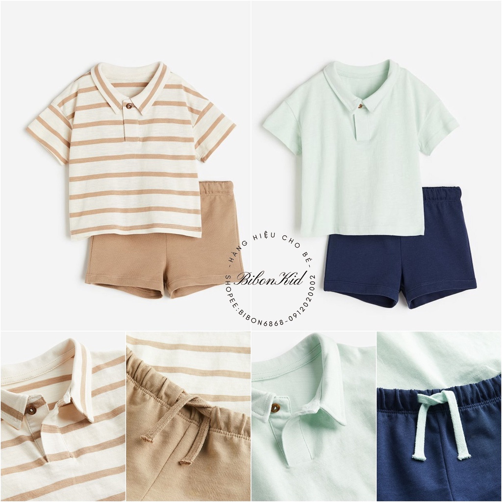Bộ cotton polo HM UK 4-6m đến 3-4y