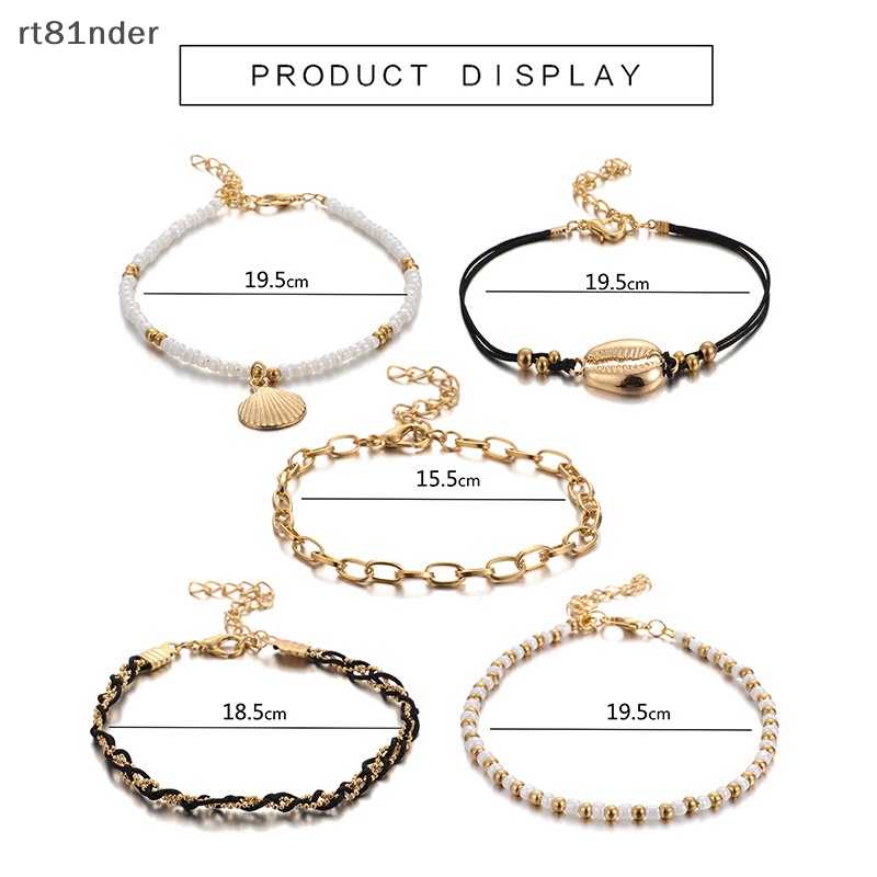 Rt Set 5 Lắc Chân Nhiều Lớp Đính Hạt Vỏ Sò Thời Trang Đi Biển Mùa Hè Cho Nữ