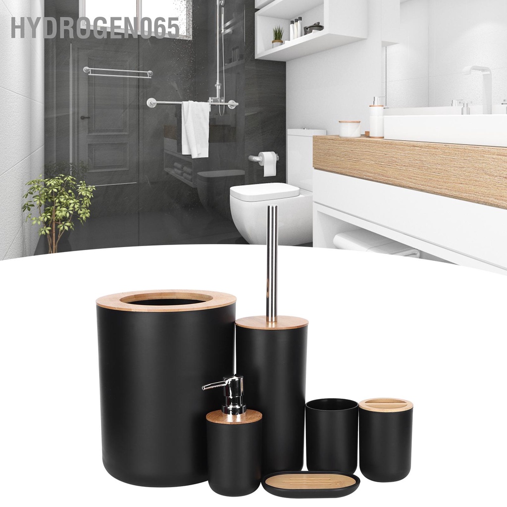 Hydrogen065 Bộ 6 Phụ Kiện Phòng Tắm Giá Để Bàn Chải Đánh Răng Bình Đựng Xà Cốc Vệ Sinh Nhà