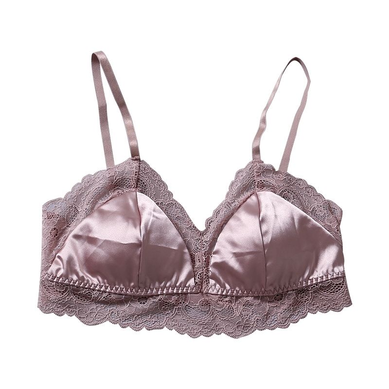 Áo Ngực Lụa Siêu Nhẹ Phối Ren Quyến Rũ Thoải Mái Cho Nữ