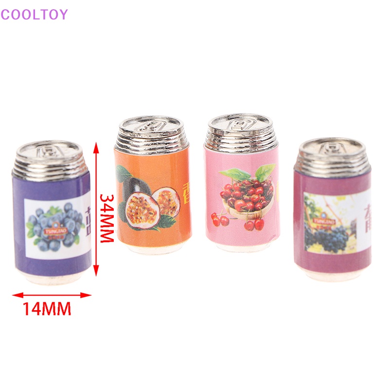 Bộ 4 Mô Hình Lon Nước Ép Trái Cây 1: 12 Trang Trí Nhà Búp Bê