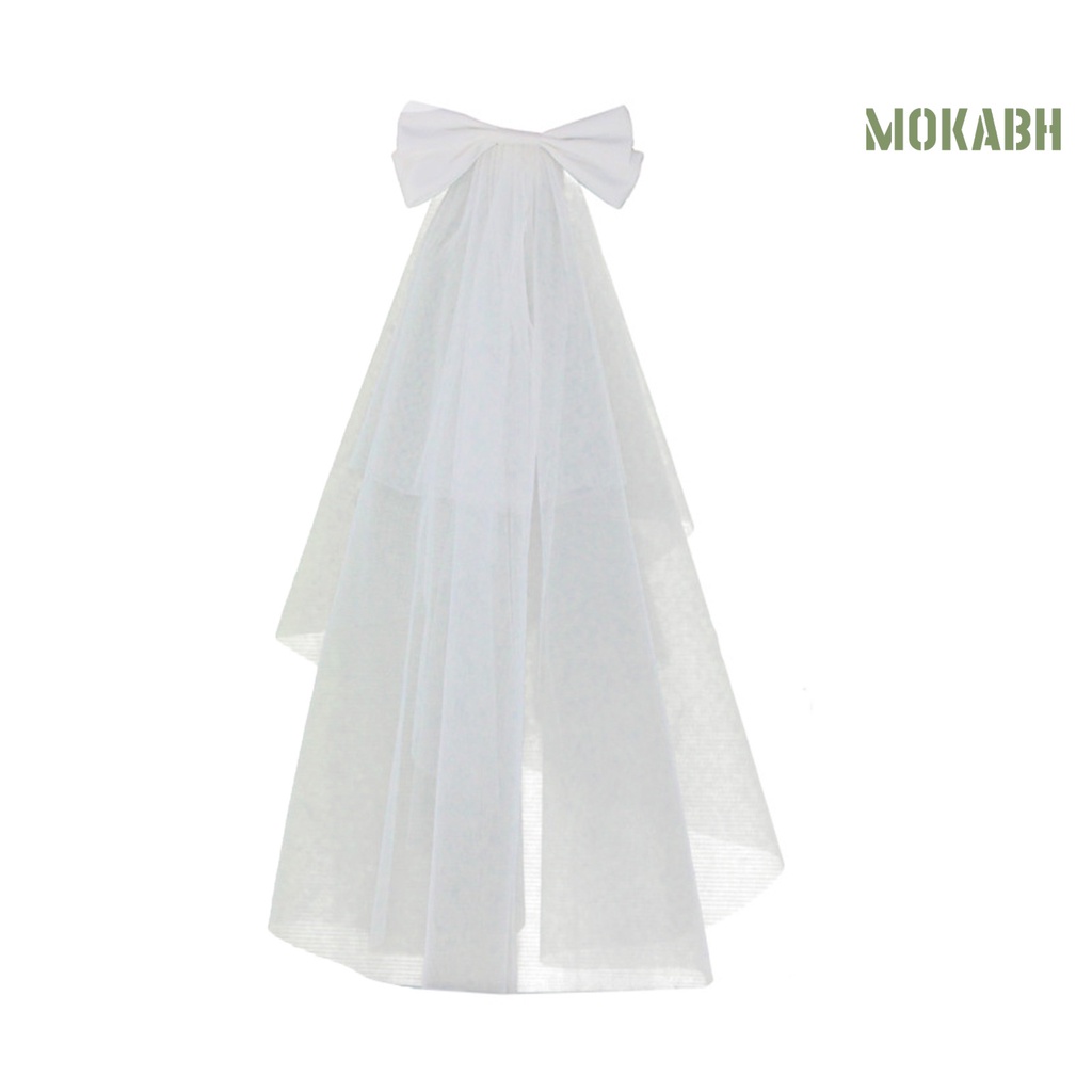 Mạng Che Mặt Lưới Hai Lớp Thắt Nơ Cổ Điển [Mokabh] Cho Cô Dâu Chụp Ảnh