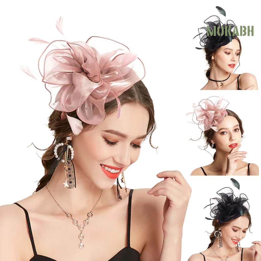 [Mokabh] Kẹp Tóc Hình Lông Vũ Siêu Nhẹ Không Phai Màu Dễ Phối Đồ Phong Cách Retro Thanh Lịch Dễ Phối Đồ Dành Cho Cô Dâu