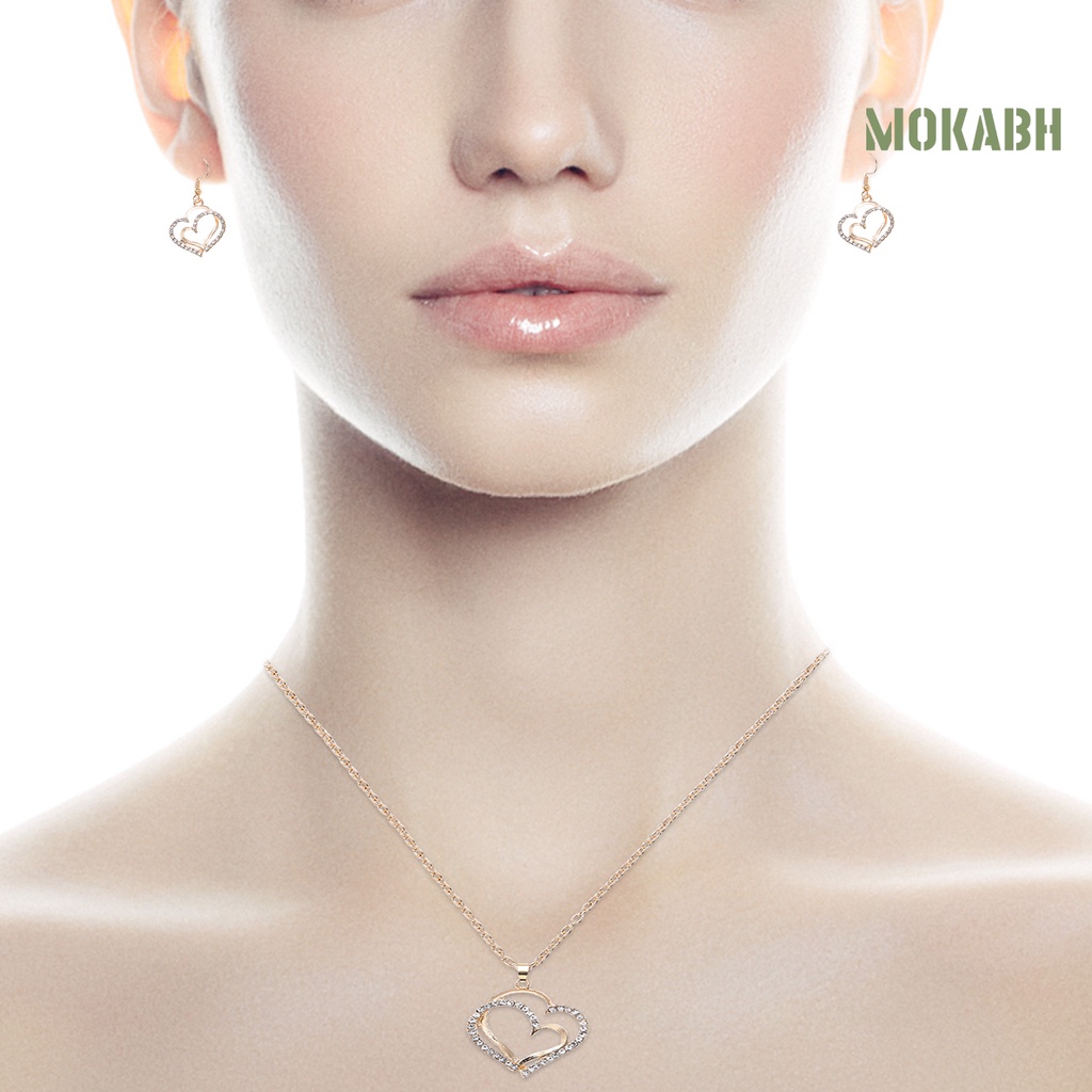 1 Bộ Bông Tai Móc Hình Trái Tim Đôi Đánh Bóng 2 Màu Thời Trang Mùa Hè Dành Cho Bạn Nữ