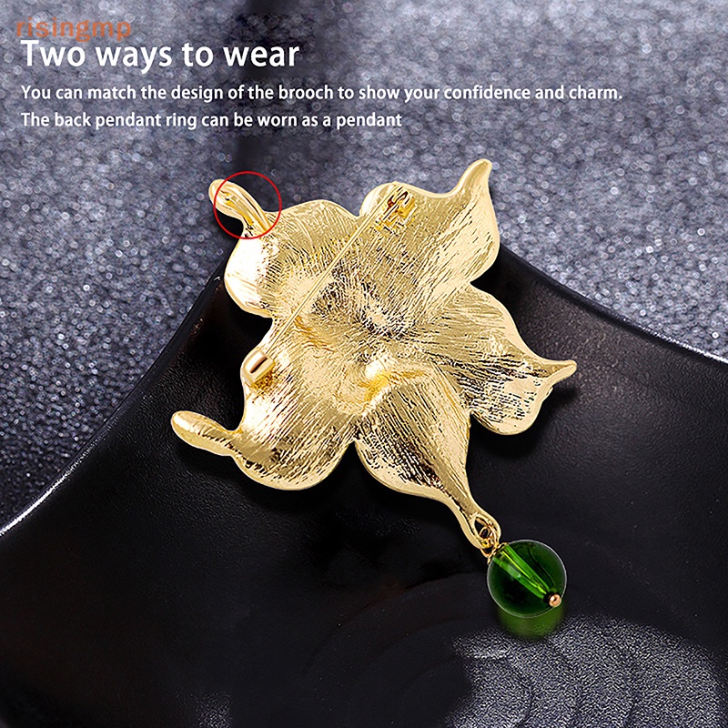 Ghim Cài Áo Hình Chiếc Lá Đính Đá Thời Trang Vintage Cho Nam Nữ