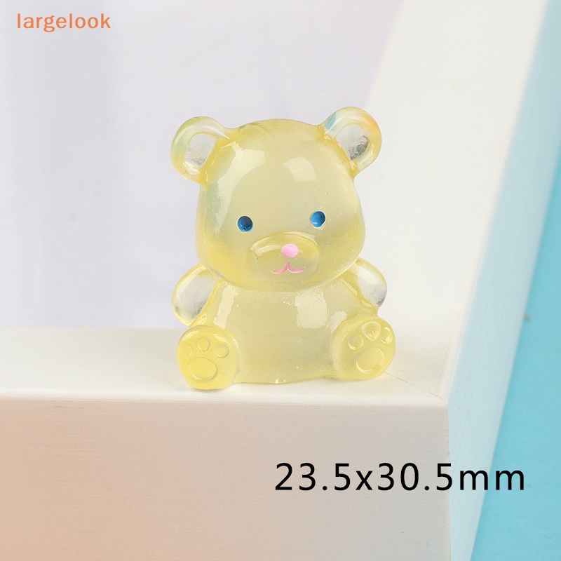 Bộ 2 Móc Khóa Hình Chú Gấu 3D Bằng Nhựa Resin Màu Dạ Quang DIY