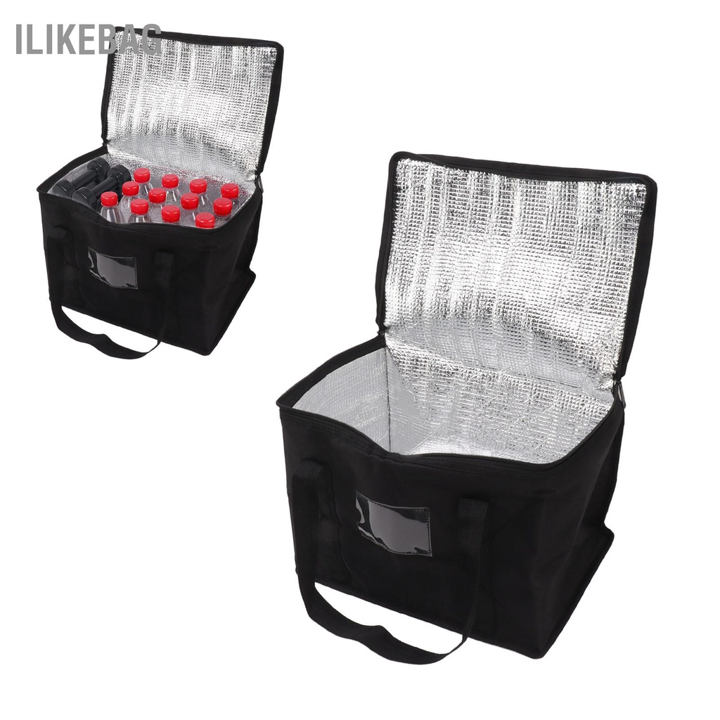 Ilikebag Túi mua hàng tạp hóa cách nhiệt Vải Oxford Dung tích lớn Hộp đựng có thể tái sử dụng dây kéo tay cầm 16 5L