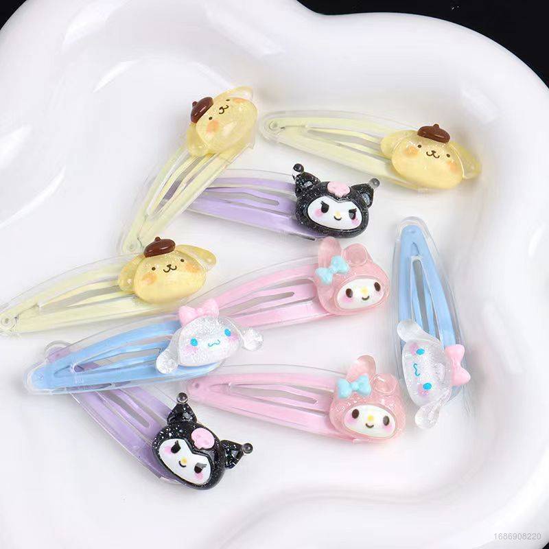 Set 2 Kẹp Tóc Sanrio mymelody Kuromi Cinnamon Pompom Purin Cá Tính Thời Trang Cho Nữ