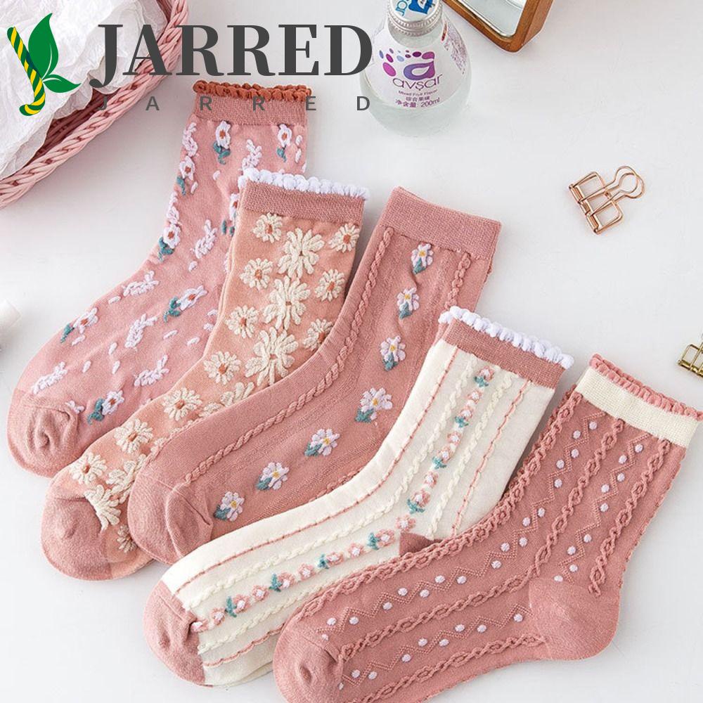 Vớ Cotton Mềm Mại Phối Bèo Thêu Họa Tiết Hoa Ngọt Ngào Thời Trang Mùa Thu Cho Nữ