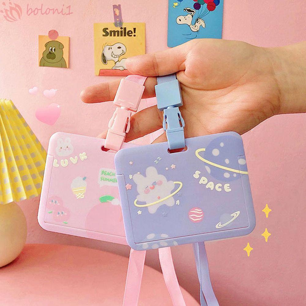 [COD] Vỏ Đựng Thẻ Xe Buýt / Thẻ Ngân Hàng Hai Mặt Họa Tiết Ins Dễ Thương Có Dây Buộc