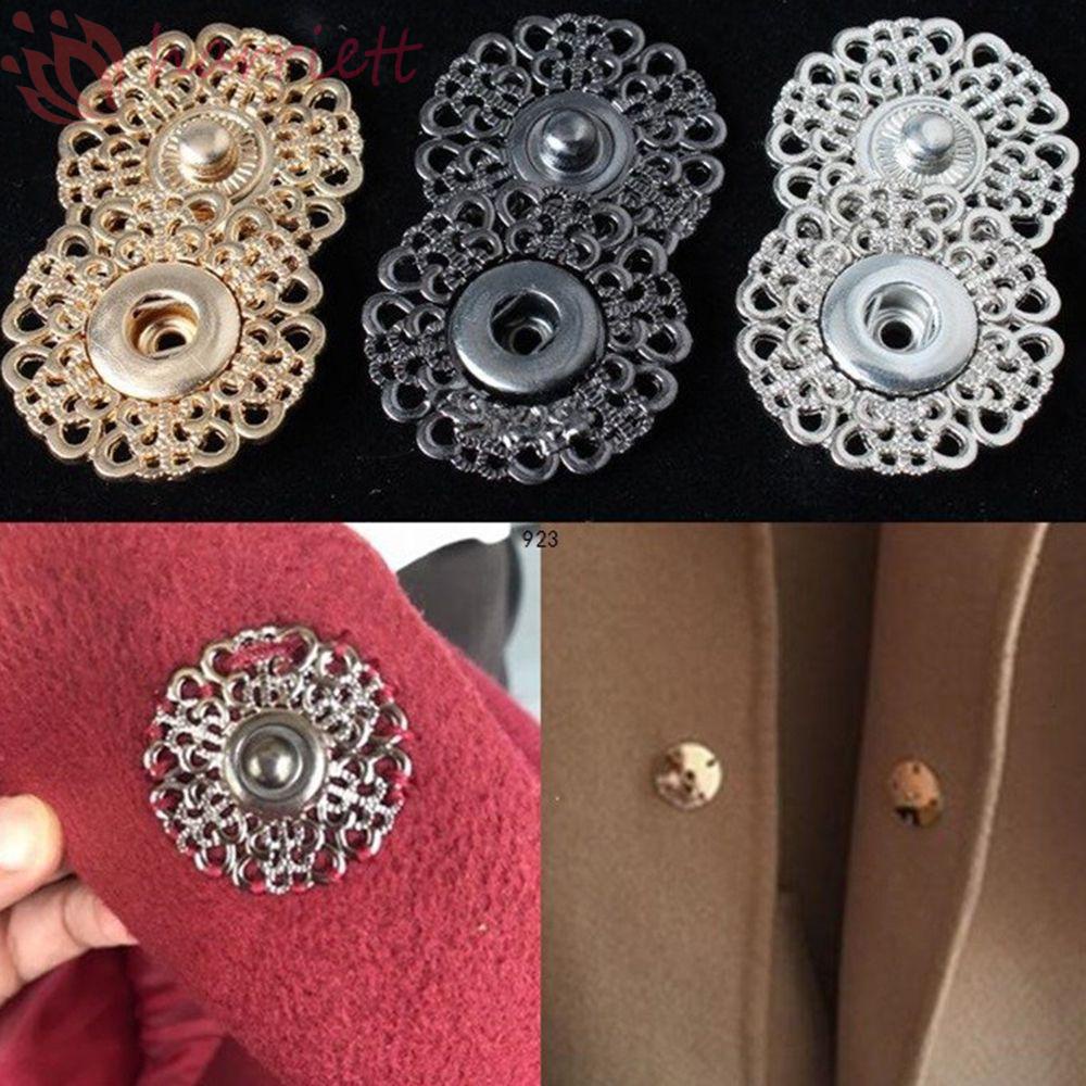 Set 5 nút khóa tròn ẩn màu nối bằng kim loại hình hoa nhiều màu trang trí áo len nylon/áo sweater/áo gió DIY HARRIETT