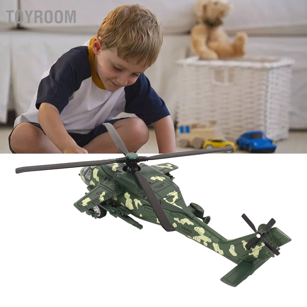 ToyRoom Mô hình máy bay trực thăng bằng kim loại Diecast Âm thanh ánh sáng Pullback Hợp chiến đấu 140mAh