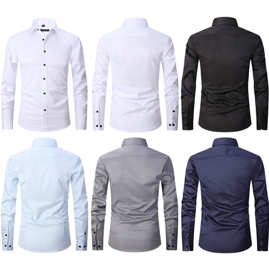 Áo Sơ Mi Công Sở Nam Tay Dài Dáng Ôm Co Giãn Chống Nhăn Size Lớn 60-110kg
