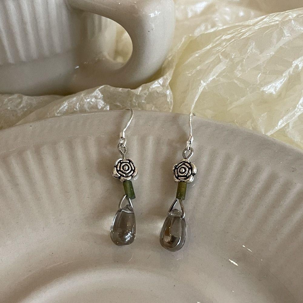 Bông Tai Đính Hạt Acrylic Màu Gradient Phong Cách Trung Hoa Cổ Điển Thời Trang Cho Nữ