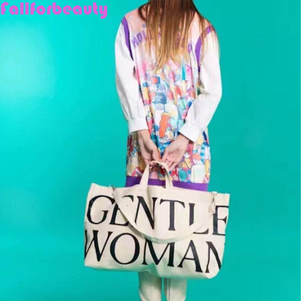 Túi Xách Canvas In Chữ Sức Chứa Lớn Tiện Dụng Mang Theo Du Lịch Cho Nữ