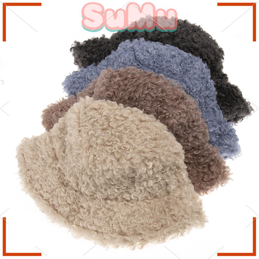 Mũ Bucket Màu Trơn Chất Liệu Dày Dặn Ấm Áp Thời Trang Mùa Đông