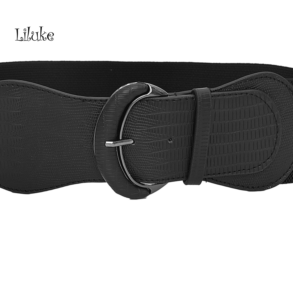 Thắt Lưng Nữ Bản Rộng Co Giãn Màu Sắc Tương Phản Trang Trí Họa Tiết Da Báo