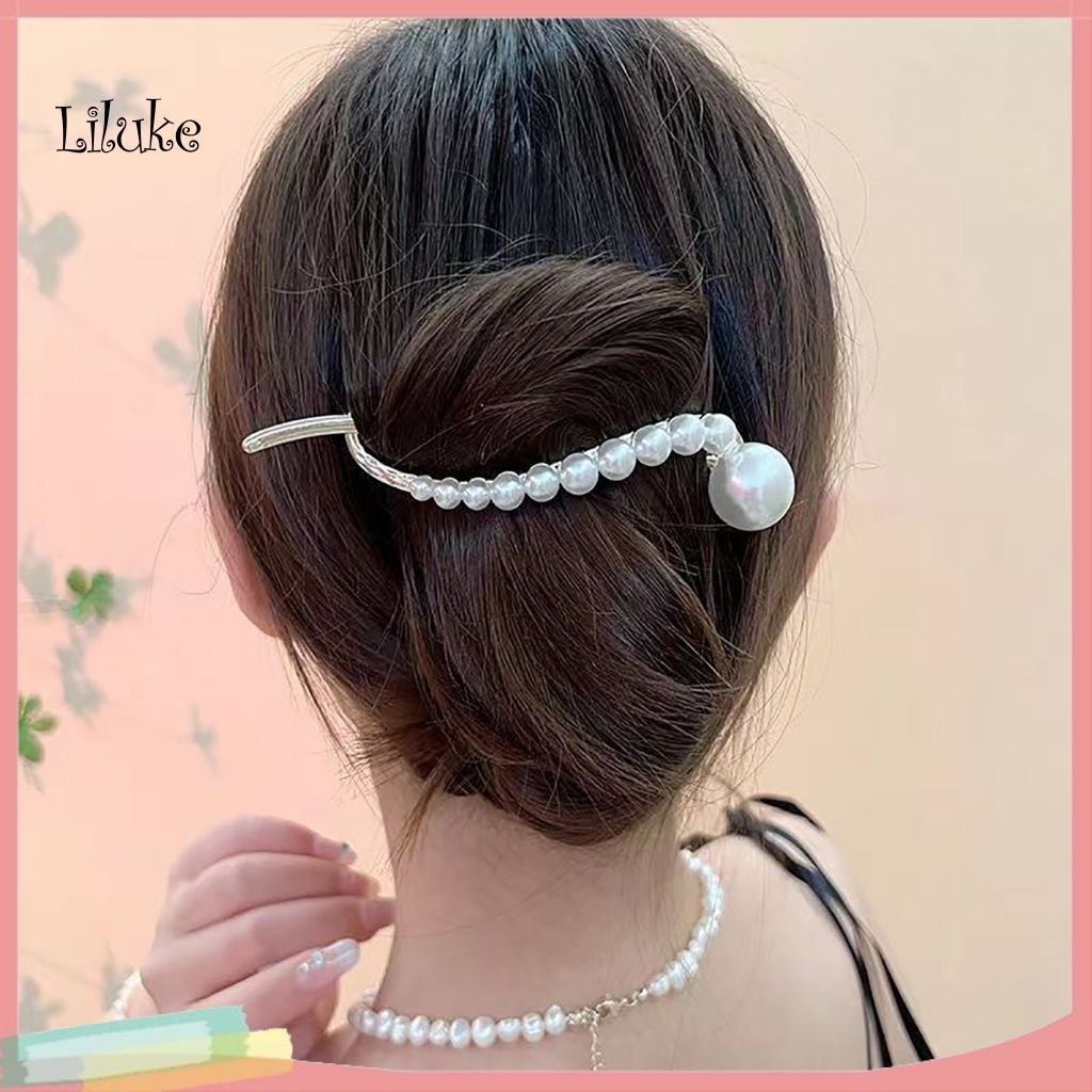 Kẹp Tóc Dạng Xoắn Đính Ngọc Trai Nhân Tạo Chống Trượt Trang Trí Tóc