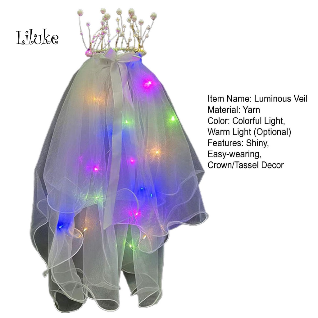 Mạng Che Mặt Dạ Quang Hai Lớp Hình Vương Miện Công Chúa Cho Bé Gái