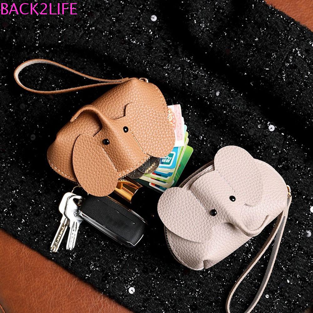 Ví Đựng Tiền Xu / Son Môi / Chìa Khóa In Họa Tiết Chú Voi Dễ Thương Có Khóa Kéo Tiện Dụng Cho Nữ 2life